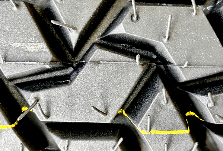 A close up of a tyre tread