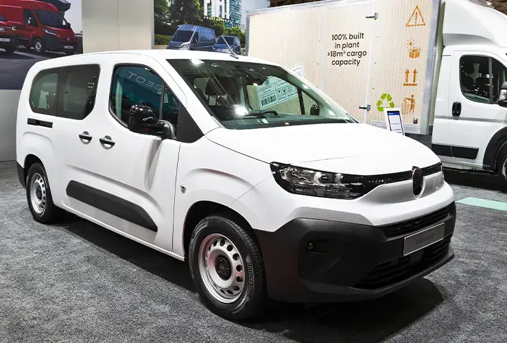 An electric van in a showroom