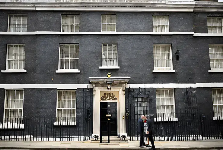 Outside Downing Street, London
