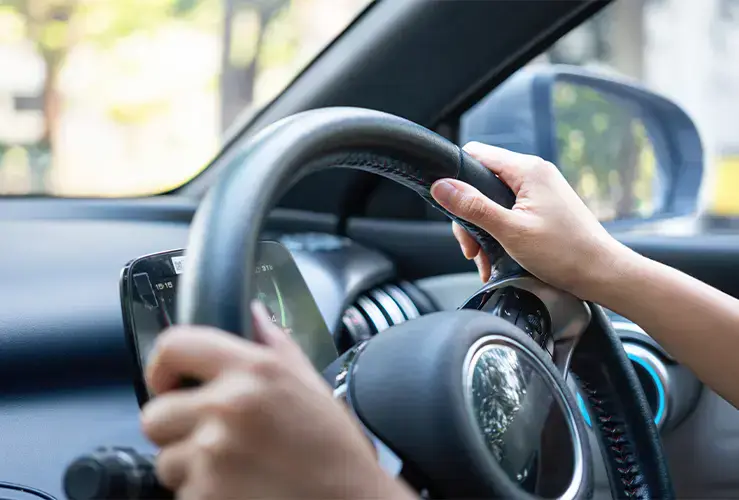 A person driving a car