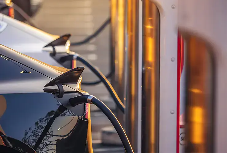 An electric car charging station