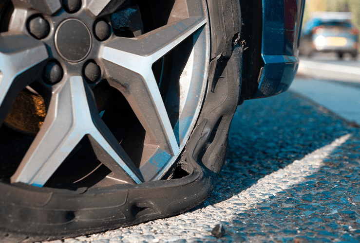 A blown out tyre