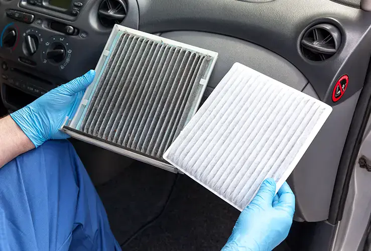 A dirty and a clean air filter