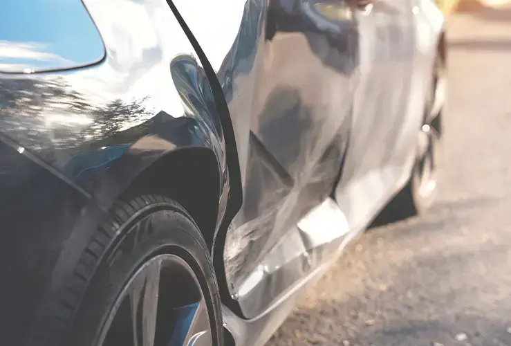 A close up of a car that's been in an accident