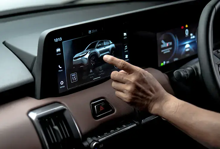 An infotainment screen in a car
