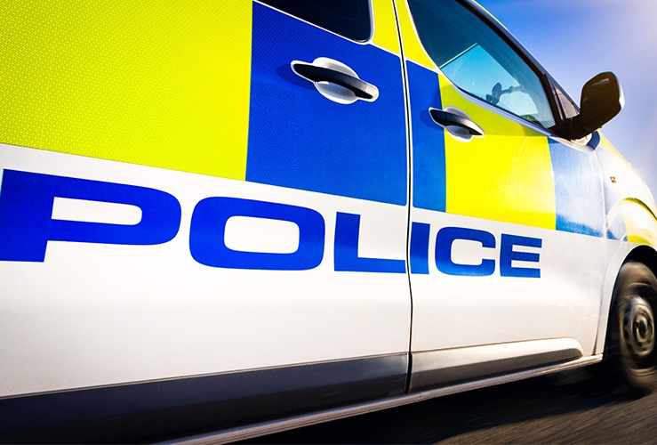 Police van at the scene of an emergency