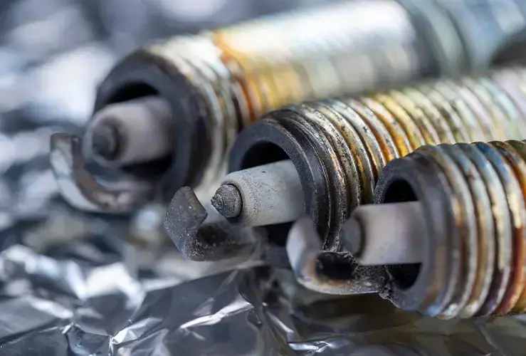 Old and damaged spark plugs