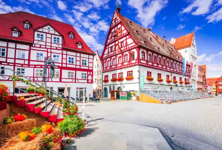 Market Square of Nördlingen, Germany, centrally located on the Romantic Road