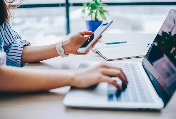 A woman using a laptop