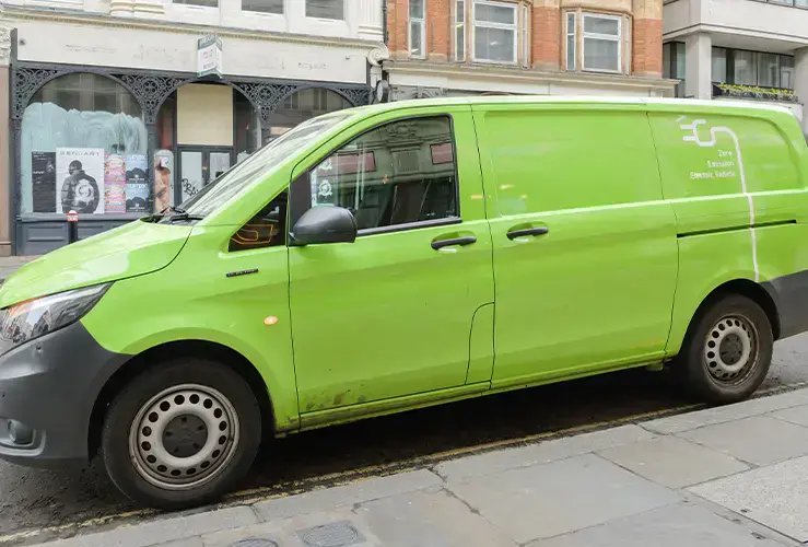 A green electric van