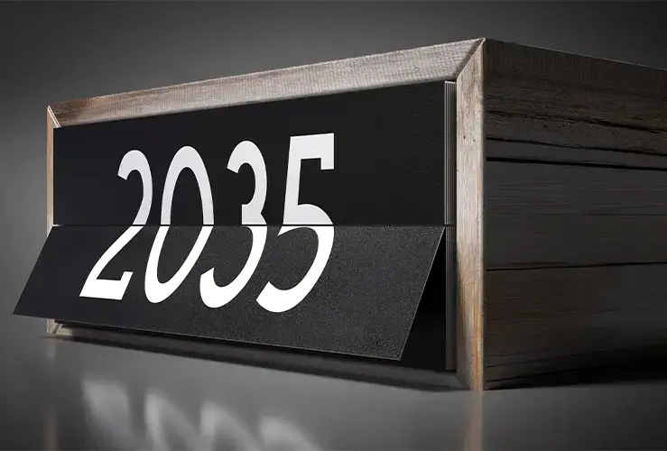 A calendar showing the year 2035