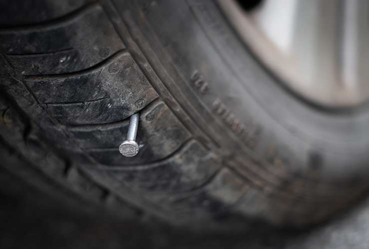 A nail in a tyre