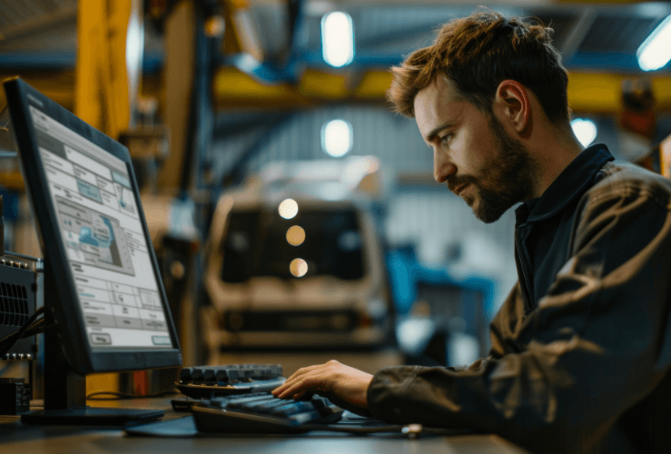 Viewing vehicle maintenance record on laptop