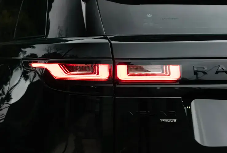 The rear light of a Range Rover
